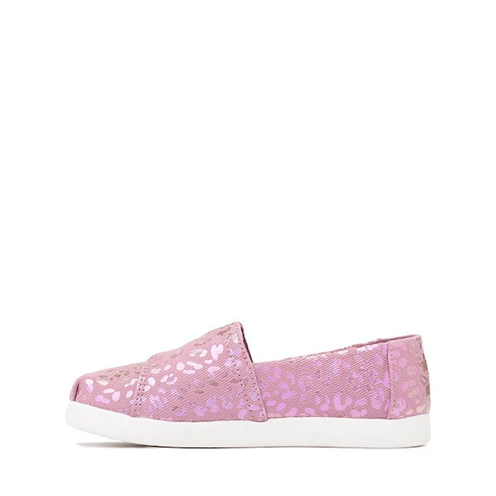 TOMS Alpargata Slip-On Casual Shoe - Little Kid / Big Cosmic Pink Iridescent Leopard