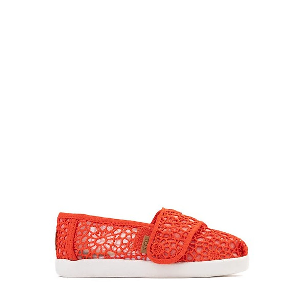TOMS Alpargata Crochet Slip-On Casual Shoe - Baby / Toddler Little Kid Flame