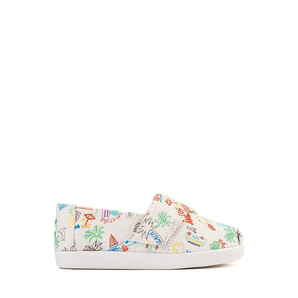 TOMS Alpargata Slip-On Casual Shoe - Baby / Toddler / Little Kid - Marshmallow White / Sketchbook