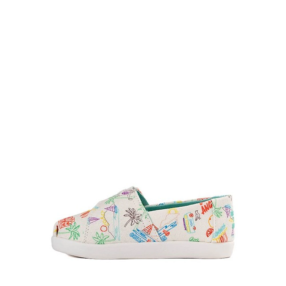 TOMS Alpargata Slip-On Casual Shoe - Baby / Toddler / Little Kid - Marshmallow White / Sketchbook