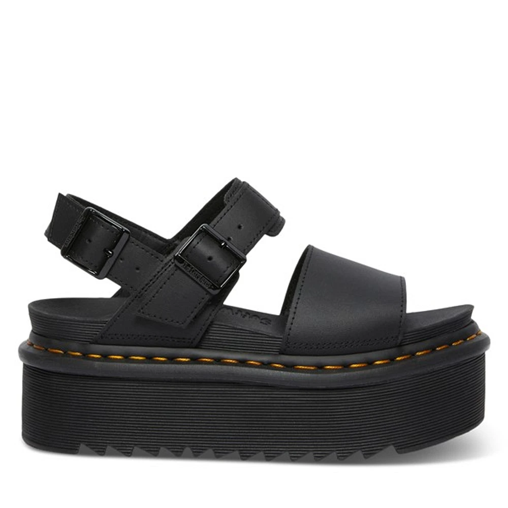 Dr. Martens Women's Voss Quad Platform Sandals Black, Leather