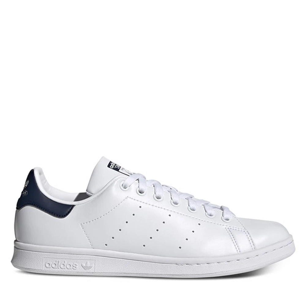 adidas Men's Stan Smith Primegreen Sneakers in White Navy Blue, Size 9.5, Leather