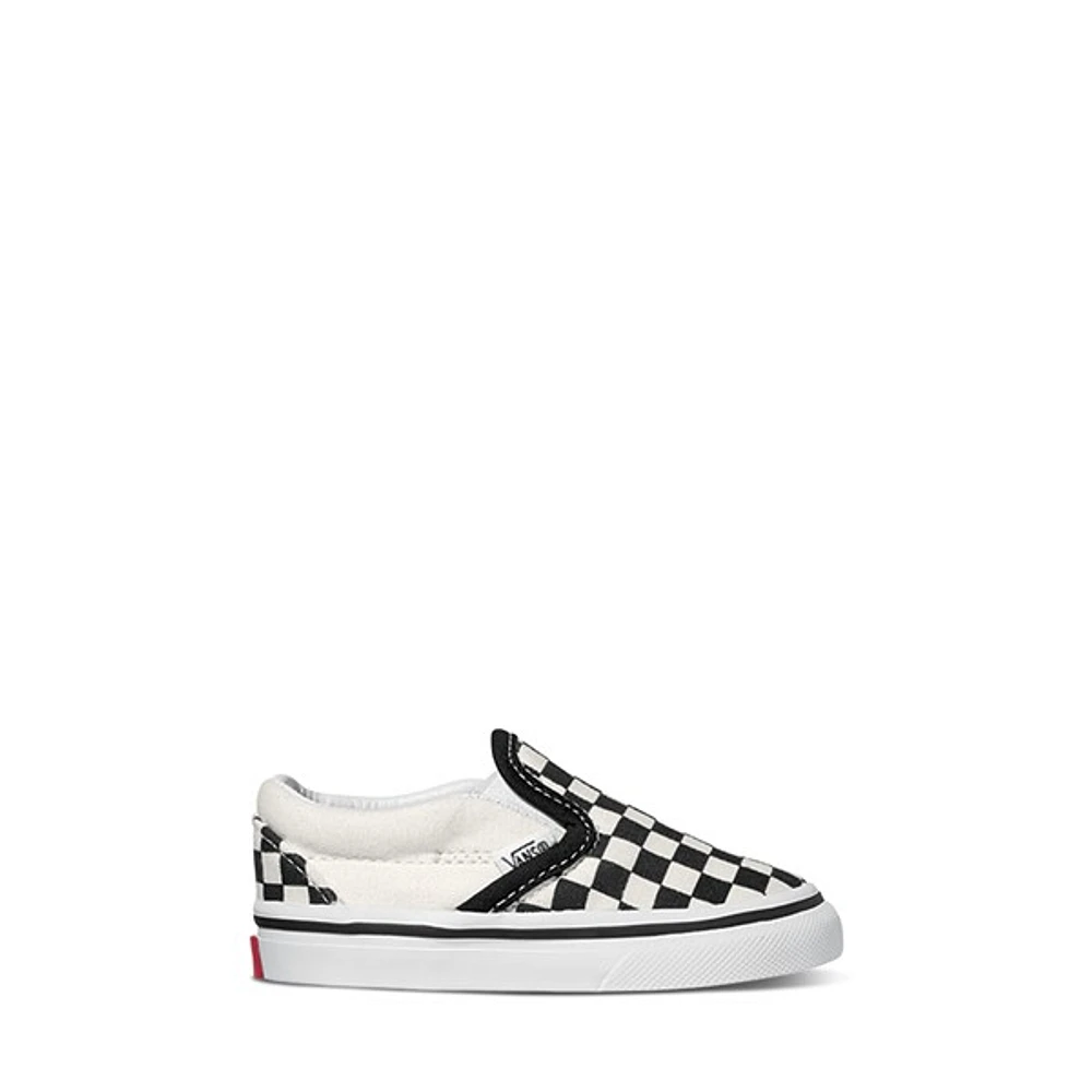 Vans Toddler's Checkerboard V Slip-Ons Black White, Toddler Canvas