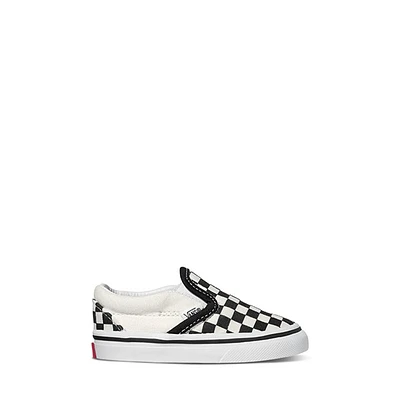 Vans Toddler's Checkerboard V Slip-Ons Black White, Toddler Canvas