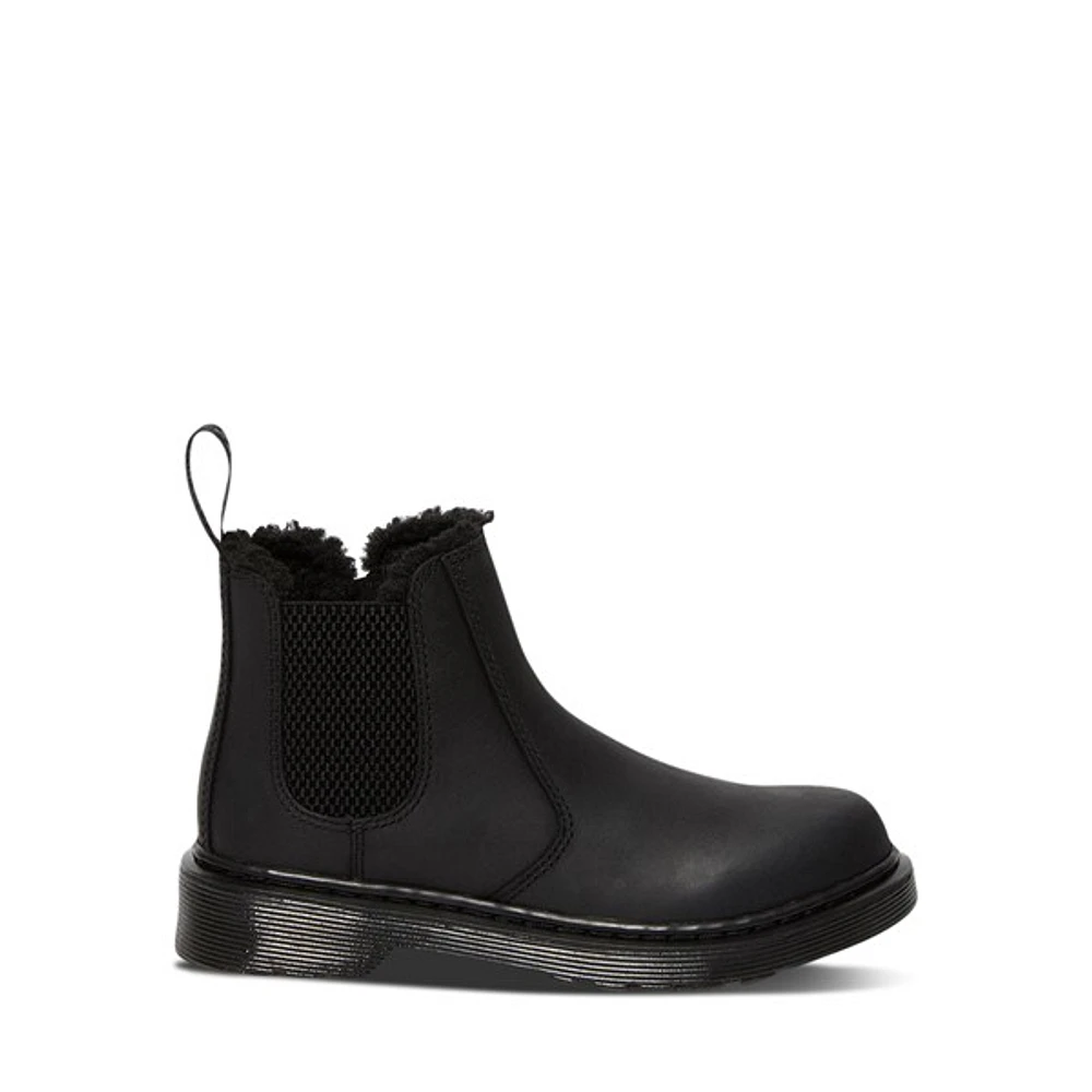 Dr. Martens Little Kids' 2976 Faux Fur Lined Chelsea Boots Black, Largeittle Kid Leather