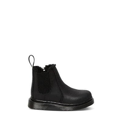 Dr. Martens Toddler's 2976 Faux Fur Lined Chelsea Boots in Black, Size Toddler 7, Leather