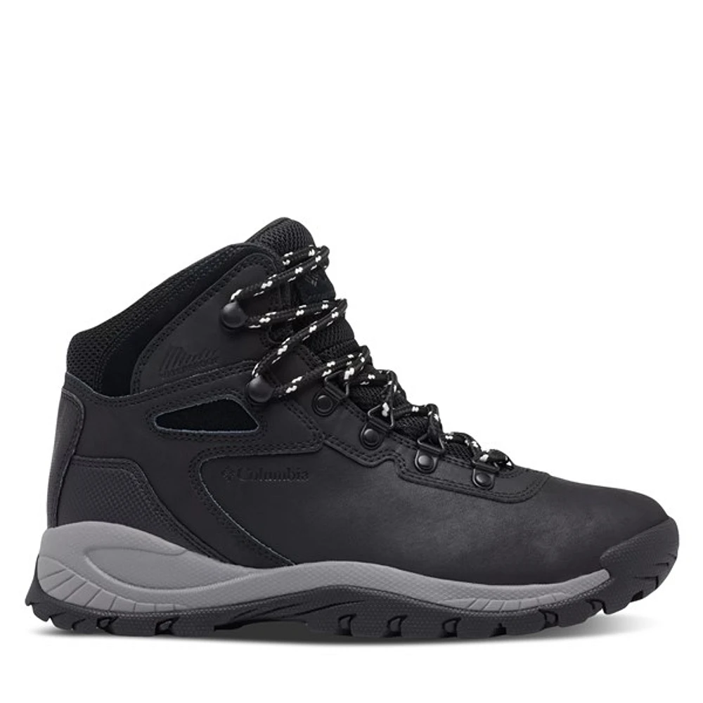 Columbia Women's Newton Ridge Plus Wateproof Hiking Waterproof Boots in Black/Gray, Size 5, Leather