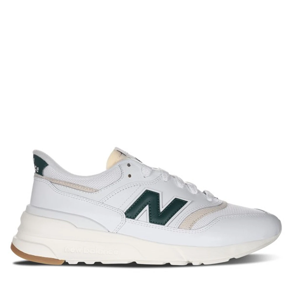 New Balance Men's 997R Sneakers in White/Green, Size 7, Suede