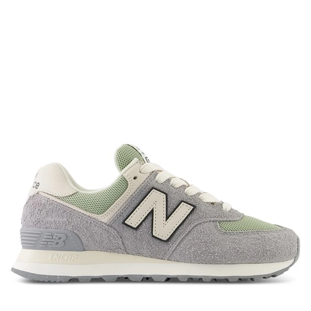 New Balance Women's 574 Sneakers in Gray/Green, Size 5, Suede