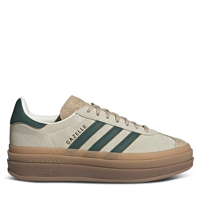 adidas Women's Gazelle Bold Platform Sneakers in White/Green/Brown, Size 8, Leather