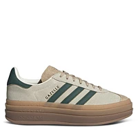 adidas Women's Gazelle Bold Platform Sneakers in White/Green/Brown, Size 8, Leather