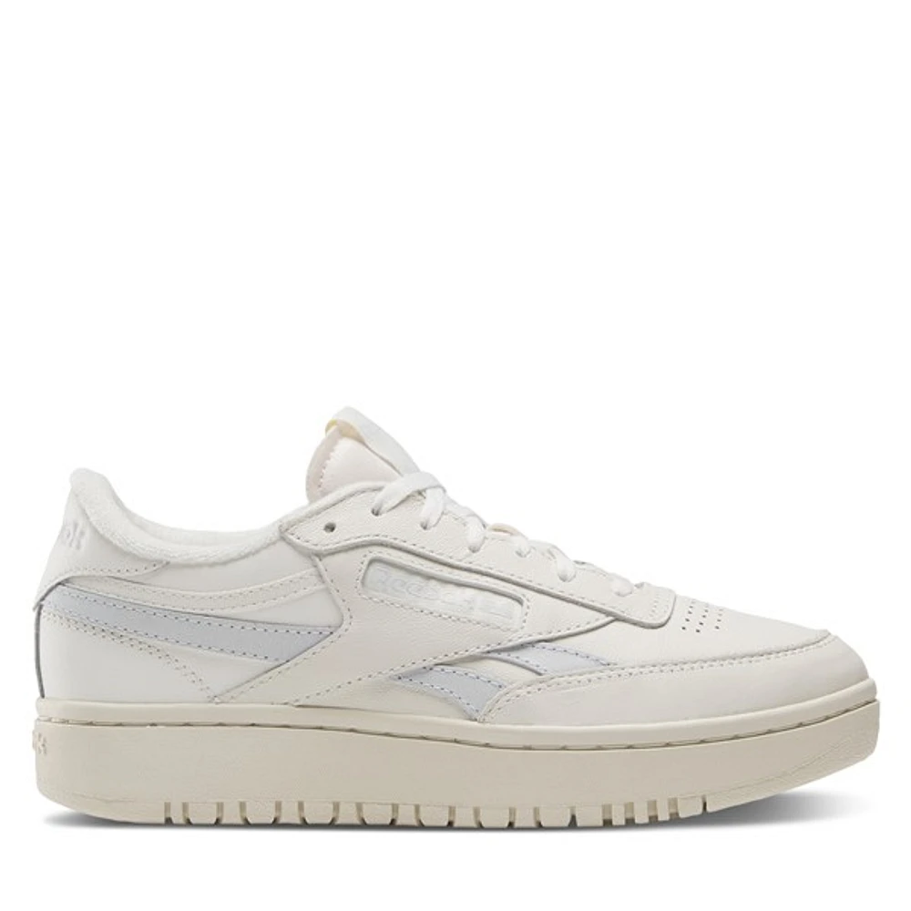Reebok Women's Club C Double Revenge Sneakers in Chalk/Blue in White Os Div., Size 5, Leather