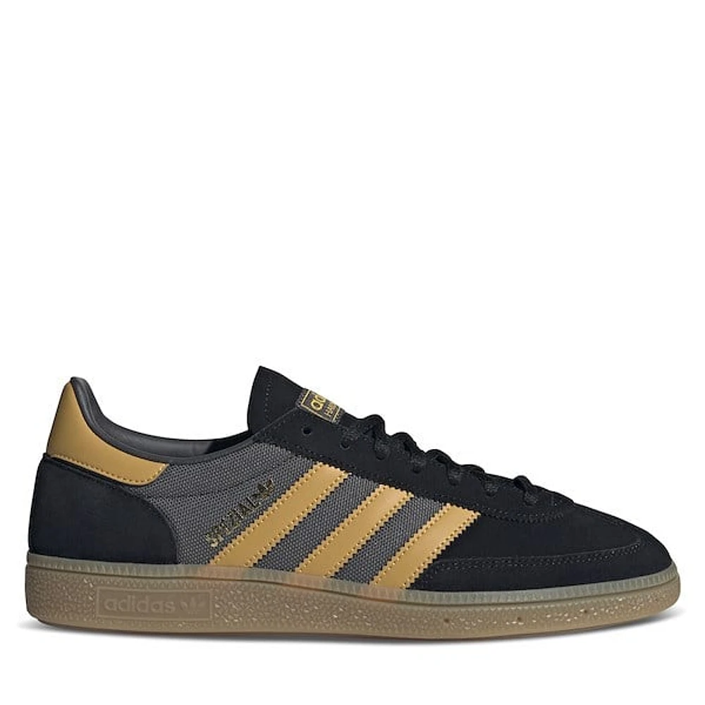 adidas Men's Handball Spezial Sneakers in Black/Yellow/Gray, Size 9.5, Suede