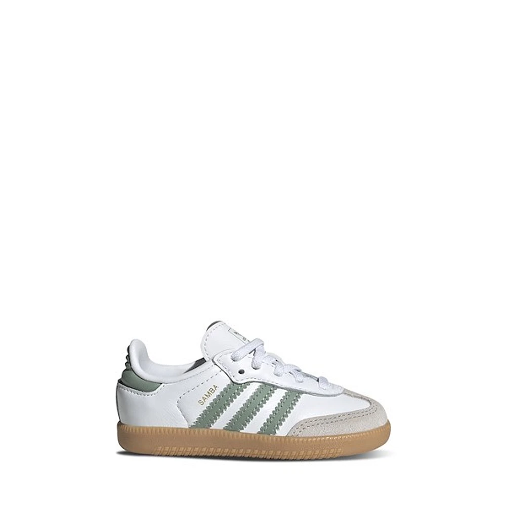 adidas Toddler's Samba OG Sneakers in White/Silver Green, Size Toddler 9, Leather