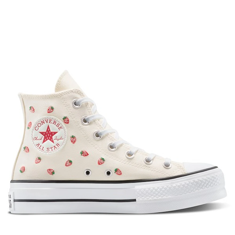 Converse Women's Chuck Taylor All-Star Hi-Lift Strawberry Sneakers in White Misc, Size 5.5, Canvas