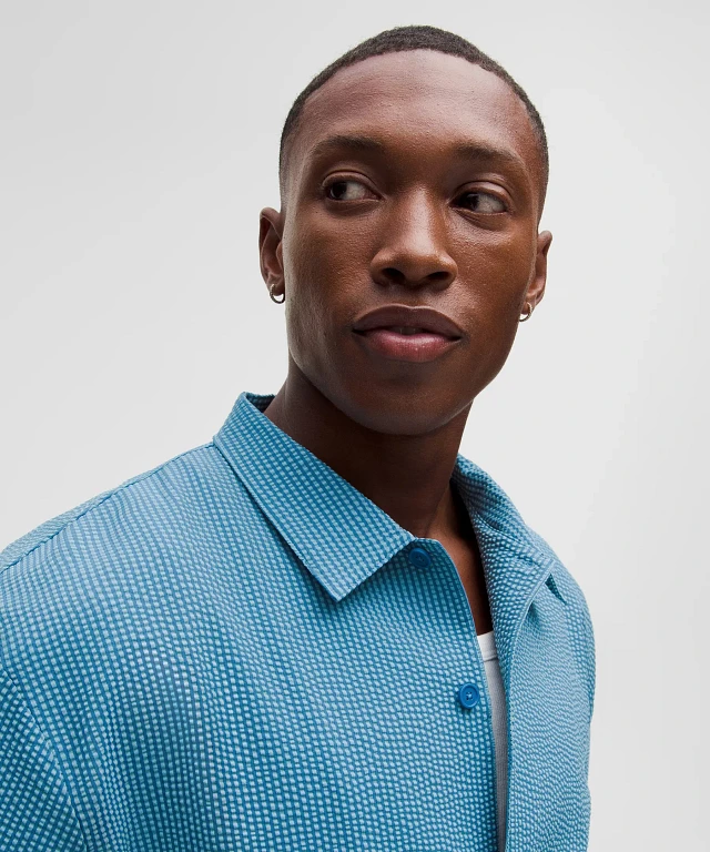 Lululemon athletica Textured Camp Collar Short-Sleeve Shirt | Men's Button Down & Dress Shirts | Liberty Center Lululemon athletica Textured Camp Collar Short-Sleeve Shirt | Men's Button Down & Dress Shirts | Liberty Center