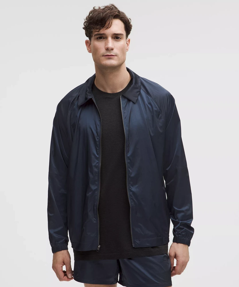 Stretch Satin Nylon Track Jacket | Men's Coats & Jackets
