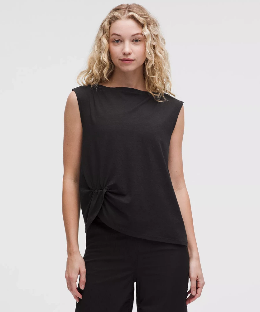 Cotton-Blend Twist-Front Tank Top | Women's Sleeveless & Tops