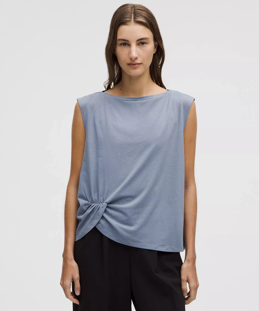 Cotton-Blend Twist-Front Tank Top | Women's Sleeveless & Tops