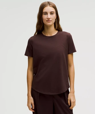 Love Curved-Hem Crewneck T-Shirt | Women's Short Sleeve Shirts & Tee's
