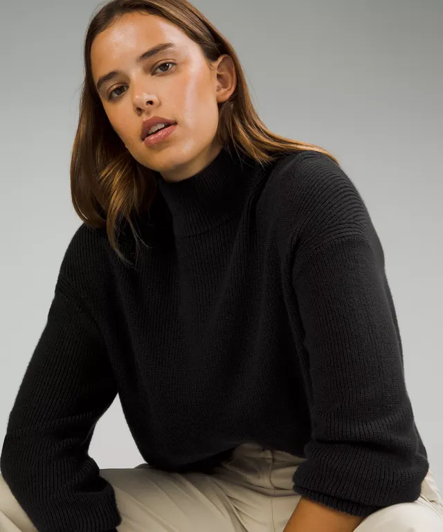Merino Wool-Blend Ribbed Turtleneck Sweater | Women's Hoodies & Sweatshirts
