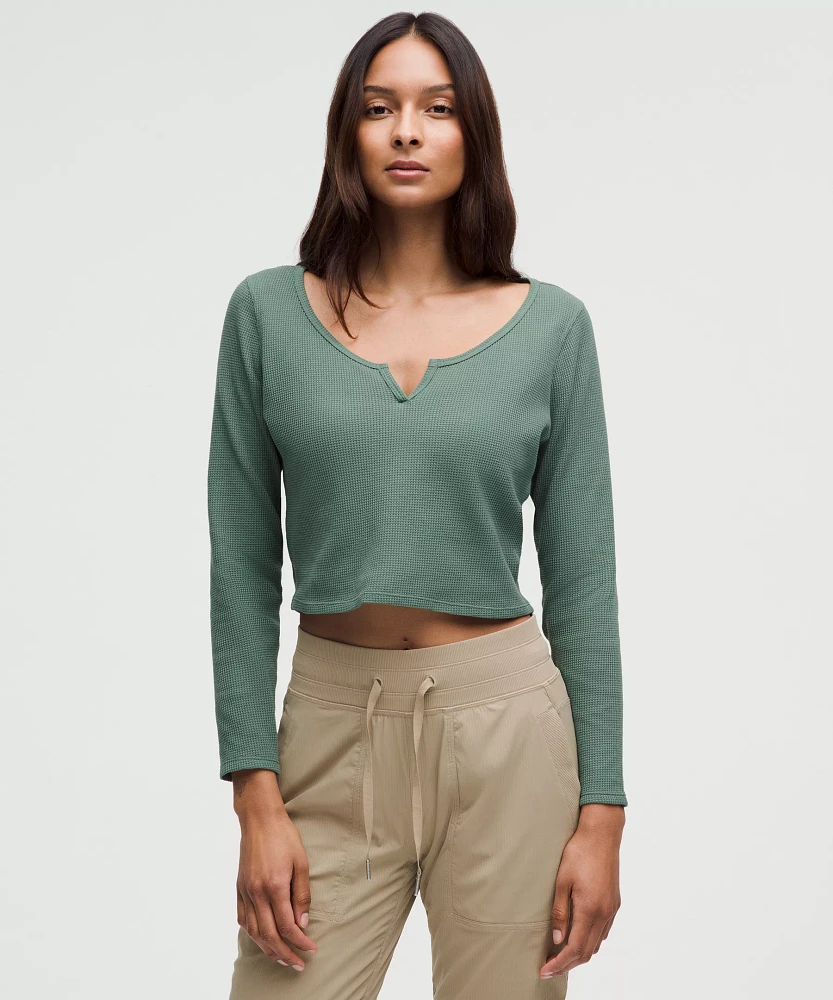 Cotton-Blend Henley Long-Sleeve Shirt | Women's Long Sleeve Shirts