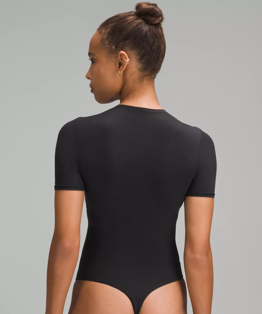 Wundermost Ultra-Soft Nulu Short-Sleeve Crew Thong Bodysuit | Women's Short Sleeve Shirts & Tee's