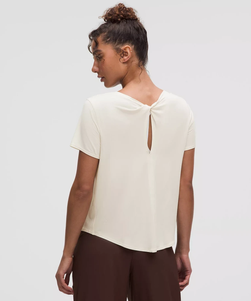 Modal-Silk Twist-Back Short-Sleeve Shirt | Women's Short Sleeve Shirts & Tee's