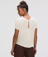 Modal-Silk Twist-Back Short-Sleeve Shirt | Women's Short Sleeve Shirts & Tee's
