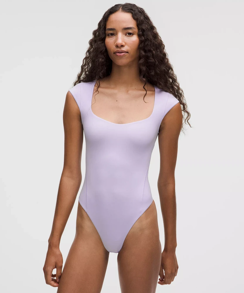 Wundermost Ultra-Soft Nulu Sweetheart Cap-Sleeve Thong Bodysuit | Women's Bodysuits