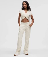 Modal-Silk Twist-Front Cropped T-Shirt | Women's Short Sleeve Shirts & Tee's
