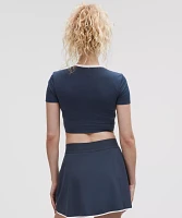 Tight-Fit Cropped Shelf-Bra T-Shirt *Light Support, B/C Cup | Women's Short Sleeve Shirts & Tee's
