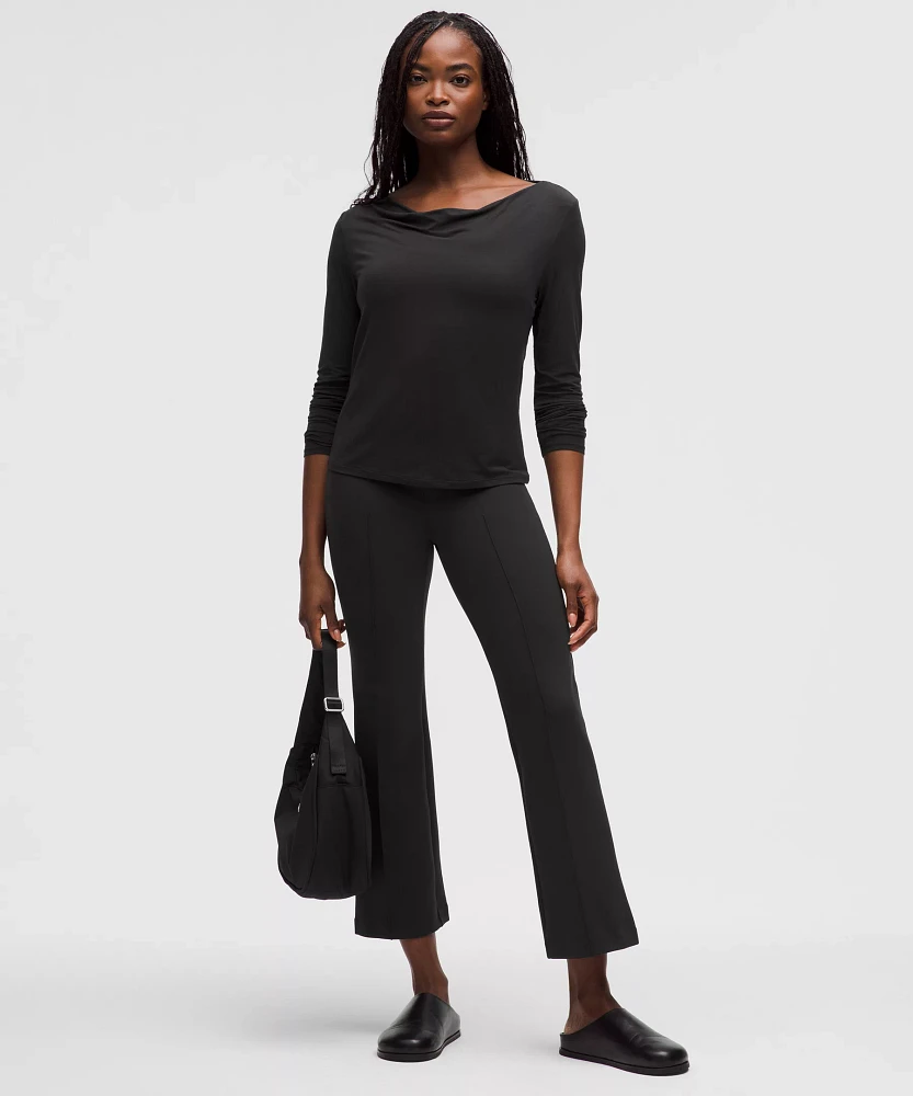 Modal-Silk Cowl-Neck Long-Sleeve Shirt | Women's Long Sleeve Shirts