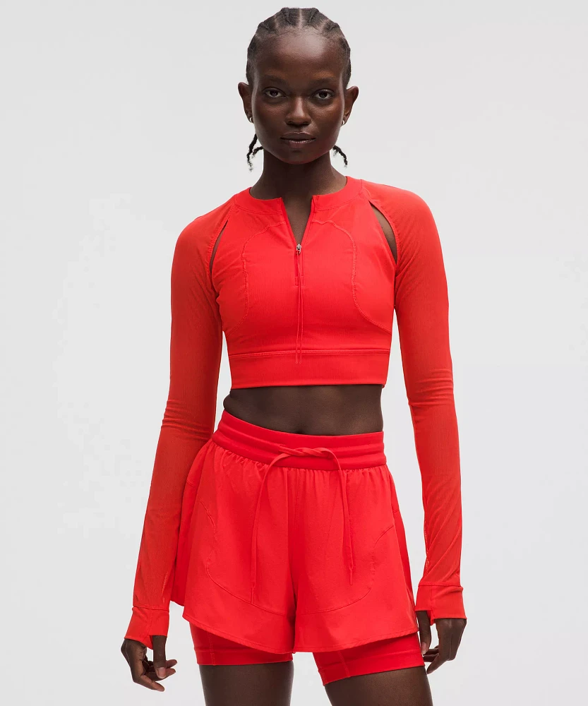 Mesh Cropped Long-Sleeve Shirt *SLNSH Collection | Women's Long Sleeve Shirts