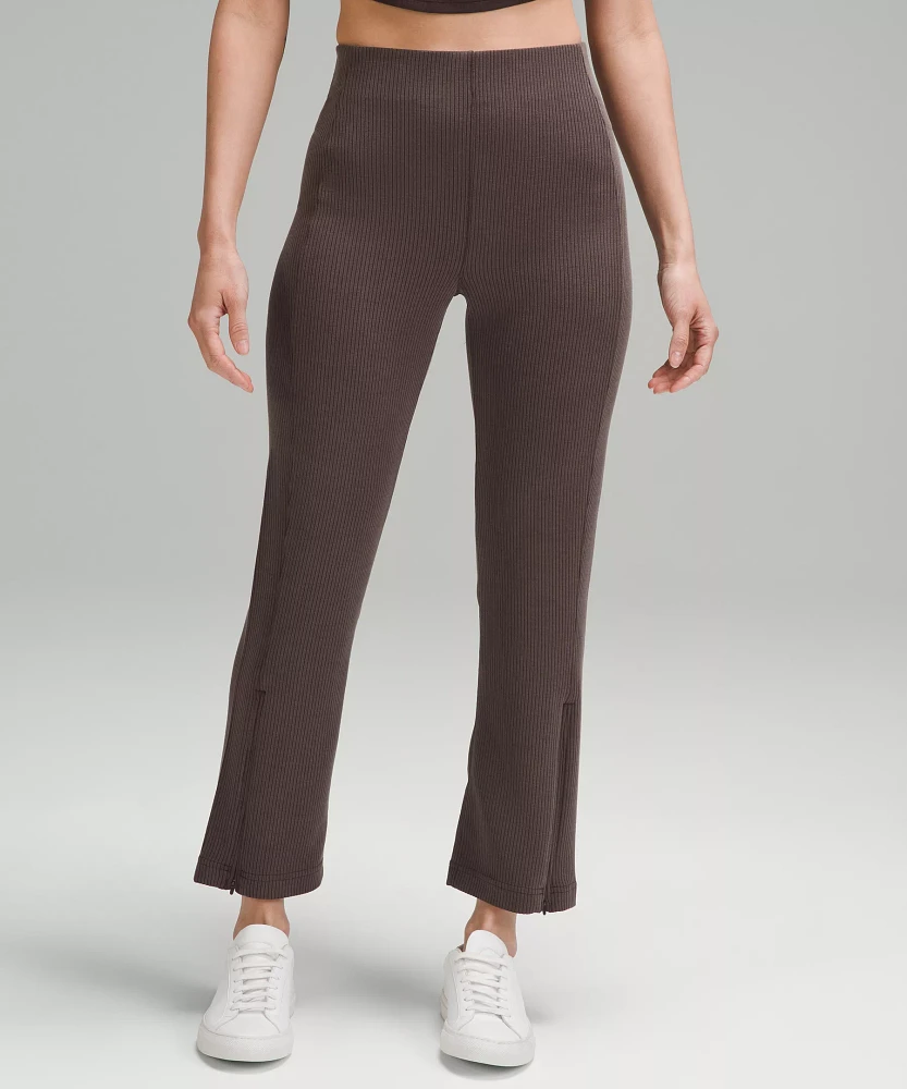 Ribbed Softstreme Zip-Leg High-Rise Cropped Pant 25" | Women's Capris