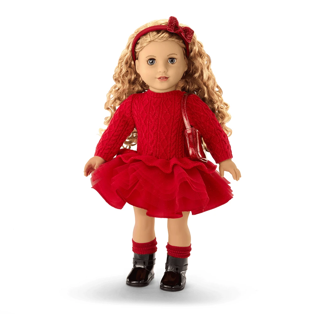 American Girl® x Something Navy Crimson Sparkle Sweater Dress for 18-inch Dolls
