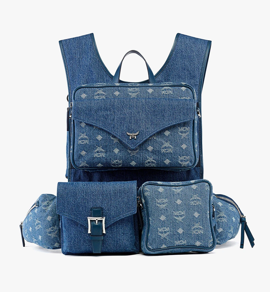 Aren Multi-Backpack in Monogram Denim Jacquard