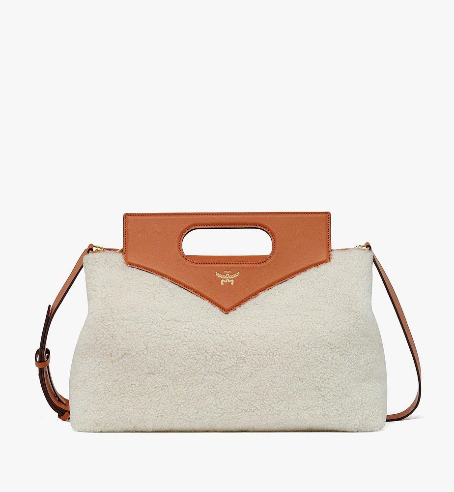 Soft Diamond Shoulder Bag in Shearling and Leather