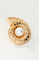 Inner Pearl Swirl Shell Post Earrings