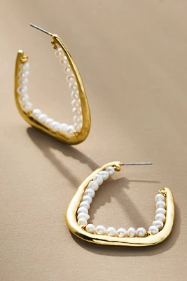 Inner Pearl Square Hoop Earrings