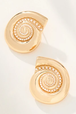 Crystal Swirl Shell Post Earrings
