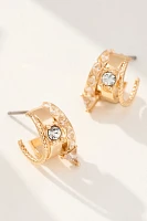 Multi Crystal Huggie Hoop Earrings
