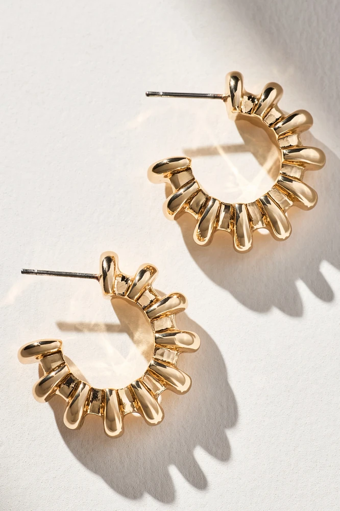 Ribbed Metal Small Hoop Earrings