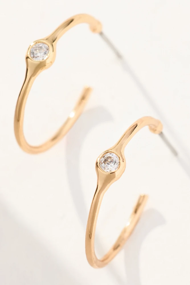 Small Crystal Stone Hoop Earrings
