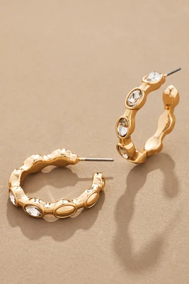 Crystal Bamboo Hoop Earrings
