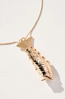 Large Fish Charm Pendant Necklace