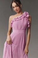 Dress The Population Vida One-Shoulder Pleated Chiffon Maxi