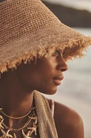 Wyeth Fringe Wide-Brim Straw Bucket Hat
