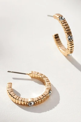 Crystal Ribbed Hoop Earrings