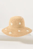 Cheveux Corp. Embroidered Flower Straw Bucket Hat